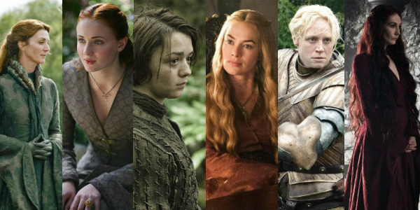 As personagens Catelyn, Sansa, Arya, Cersei, Brienne e Melisandre. Fotos: Helen Sloan / HBO.